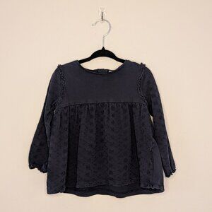 💙 2 for 15 💙 Zara Long Sleeve Navy Blue Blouse with Embroidery